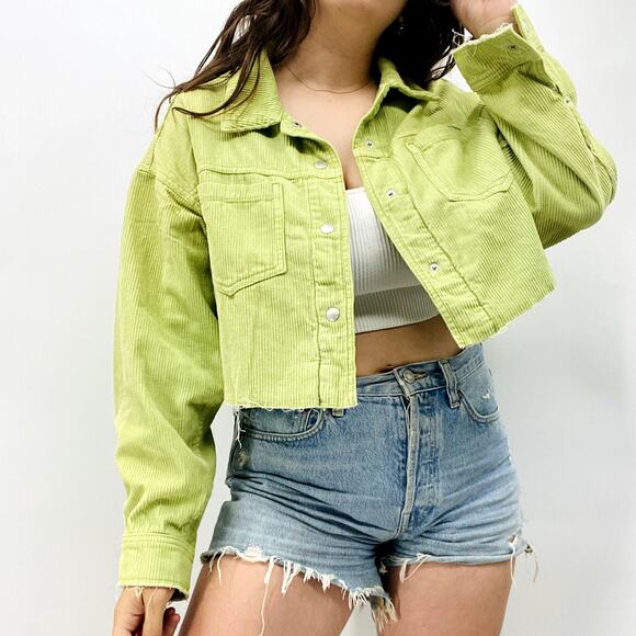 Urban Outfitters M Lime Green Denim corduroy Jacket - Picture 1 of 9